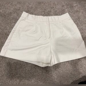Zara White High-Waist Tailored Shorts